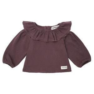 NEW TOCOTO VINTAGE girl's openwork t-shirt in vintage plum